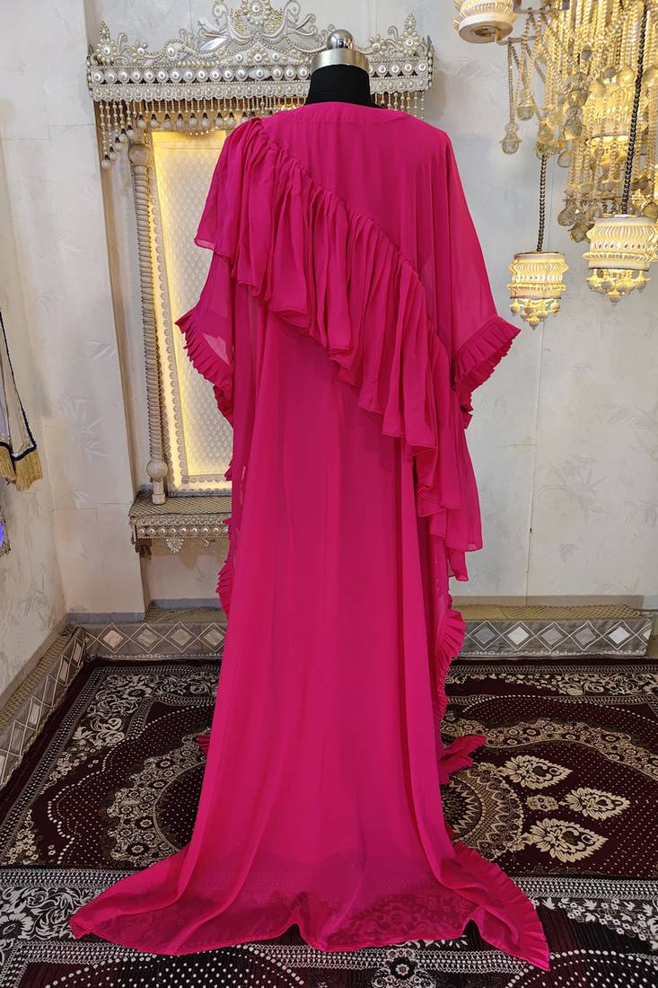 Pink dubai luxury maxi gown evening partywear kaftan