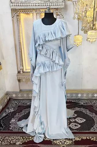 Grey modest islamic wedding partywear kaftan