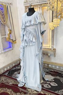 Grey modest islamic wedding partywear kaftan 2