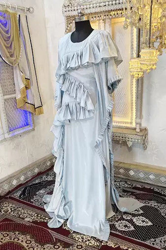 Grey modest islamic wedding partywear kaftan