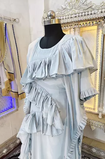Grey modest islamic wedding partywear kaftan