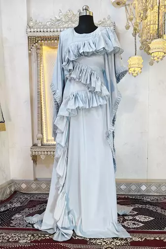 Grey modest islamic wedding partywear kaftan