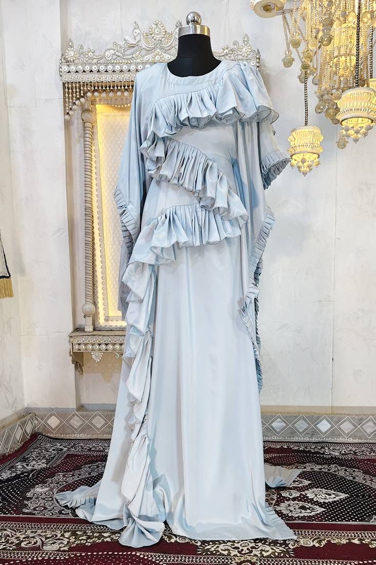 Grey modest islamic wedding partywear kaftan