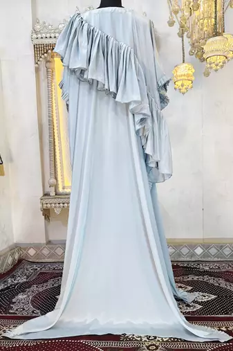 Grey modest islamic wedding partywear kaftan