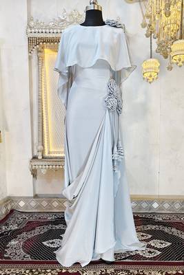 Grey designer modest kaftan 1