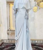 Grey designer modest kaftan