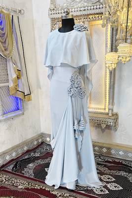 Grey designer modest kaftan 2