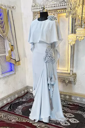 Grey designer modest kaftan