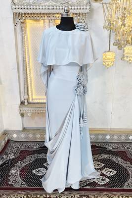 Grey designer modest kaftan 3