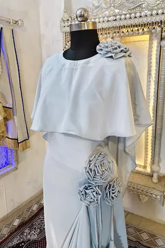 Grey designer modest kaftan