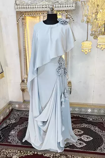 Grey designer abaya gown muslim maxi dress