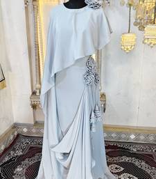 Grey designer abaya gown muslim maxi dress