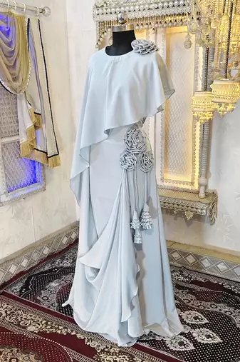 Grey designer abaya gown muslim maxi dress