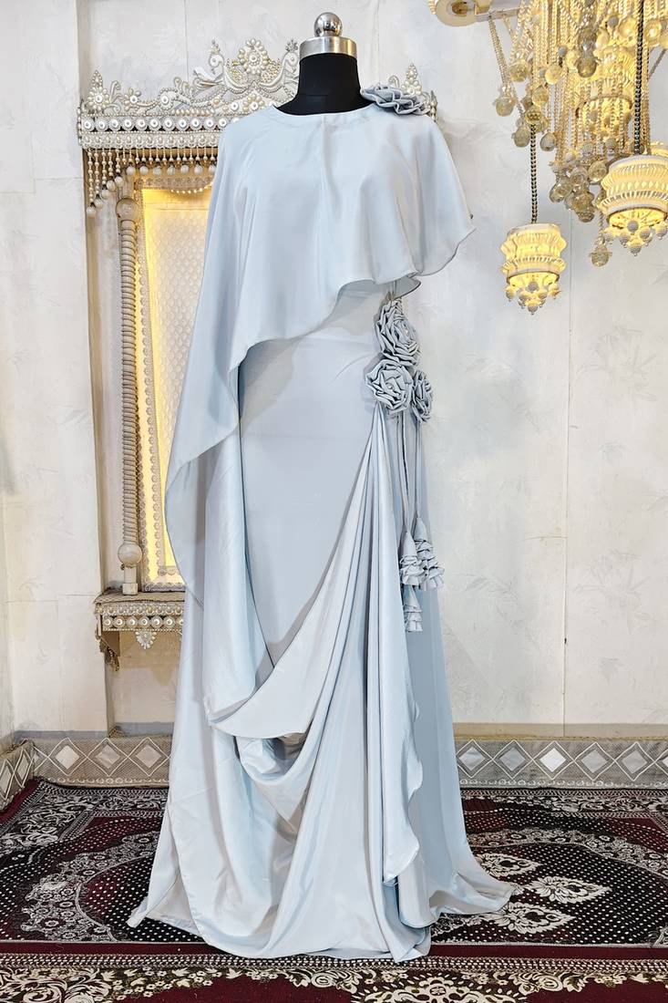 Grey designer abaya gown muslim maxi dress