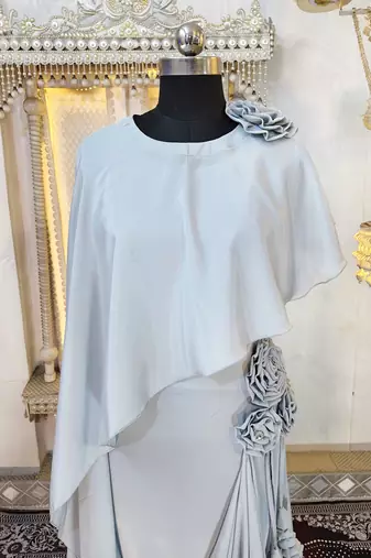 Grey designer abaya gown muslim maxi dress