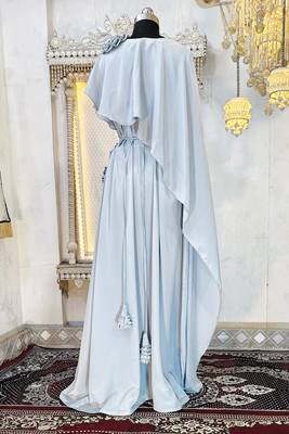 Grey designer abaya gown muslim maxi dress 5