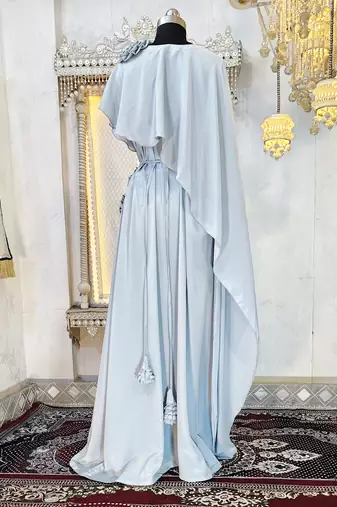 Grey designer abaya gown muslim maxi dress