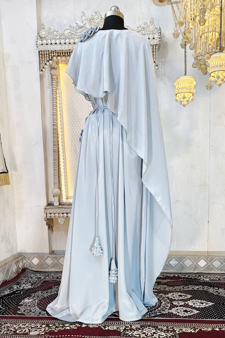 Grey designer abaya gown muslim maxi dress