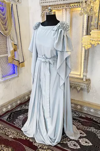 Grey designer luxury dubai style kaftan