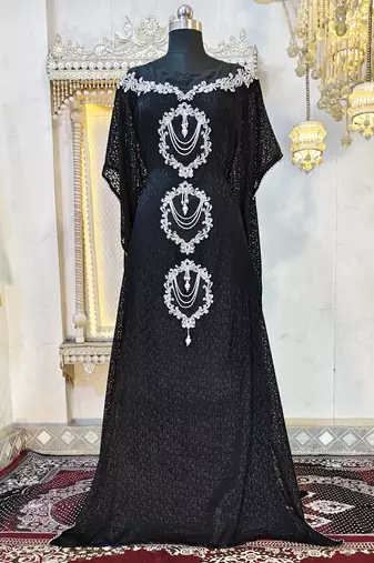 Black designer moroccan kaftan wedding dress