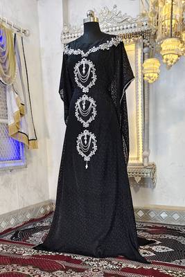 Black designer moroccan kaftan wedding dress 3