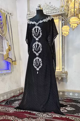 Black designer moroccan kaftan wedding dress