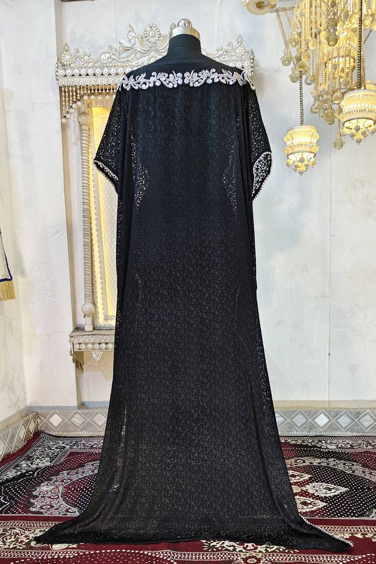 Black designer moroccan kaftan wedding dress