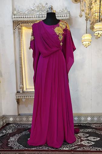 Magenta dubai style muslim kaftan