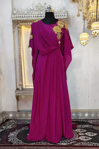 Magenta dubai style muslim kaftan