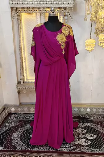 Magenta dubai style muslim kaftan