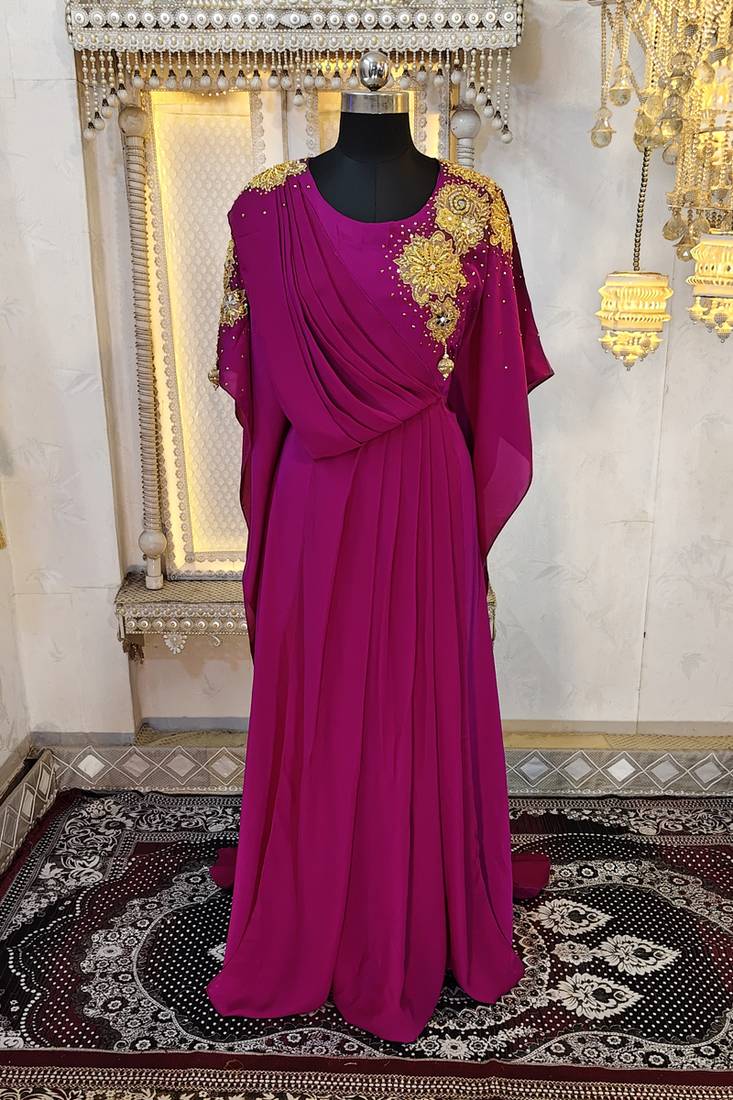 Magenta dubai style muslim kaftan