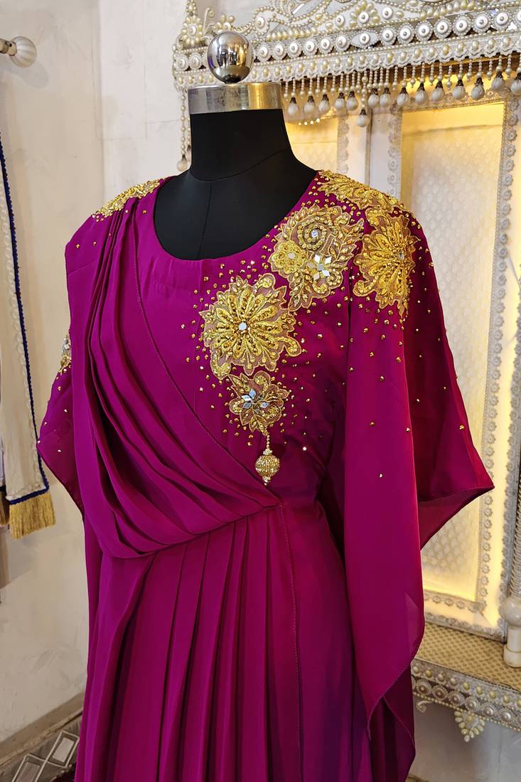 Magenta dubai style muslim kaftan