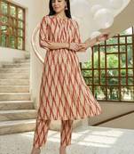 Women Ethnic Motifs Printed Regular  Cotton Kurta with Trousers