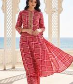 Women Ethnic Motifs Printed Regular Thread Work Pure Cotton Kurta with Palazzos