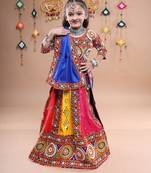 Multicolor color embroidered work rayon navratri kids-lehenga-choli