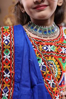 Multicolor color embroidered work rayon navratri kids-lehenga-choli 3