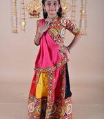 Multicolor color embroidered work rayon navratri kids-lehenga-choli