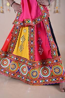 Multicolor color embroidered work rayon navratri kids-lehenga-choli 3