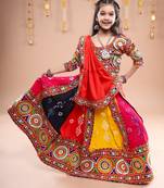 Multicolor color embroidered work rayon navratri kids-lehenga-choli