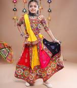 Multicolor color embroidered work rayon navratri kids-lehenga-choli