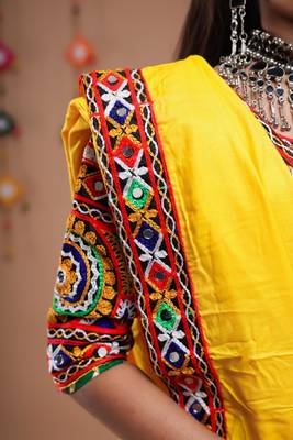 Multicolor color embroidered work rayon navratri kids-lehenga-choli 3