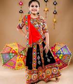 Multicolor color embroidered work rayon navratri kids-lehenga-choli