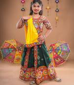 Multicolor color embroidered work rayon navratri kids-lehenga-choli