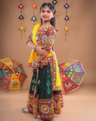 Multicolor color embroidered work rayon navratri kids-lehenga-choli 2