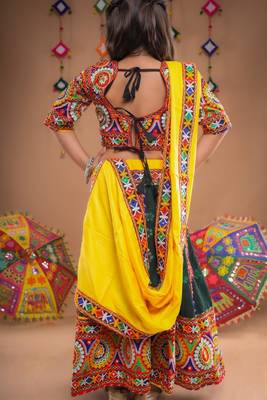 Multicolor color embroidered work rayon navratri kids-lehenga-choli 4