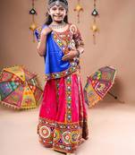 Multicolor color embroidered work rayon navratri kids-lehenga-choli