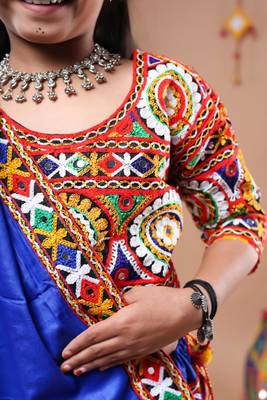Multicolor color embroidered work rayon navratri kids-lehenga-choli 2