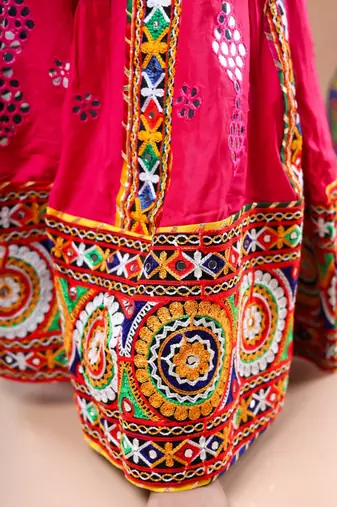Multicolor color embroidered work rayon navratri kids-lehenga-choli