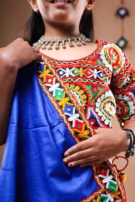 Multicolor color embroidered work rayon navratri kids-lehenga-choli 4