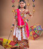 Multicolor color embroidered work rayon navratri kids-lehenga-choli